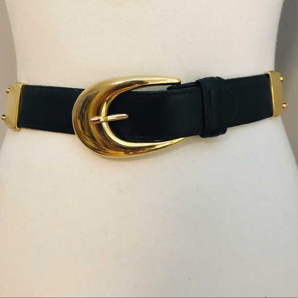 Italian Leather & Gold Chain Belt - Picture 1 of 3
